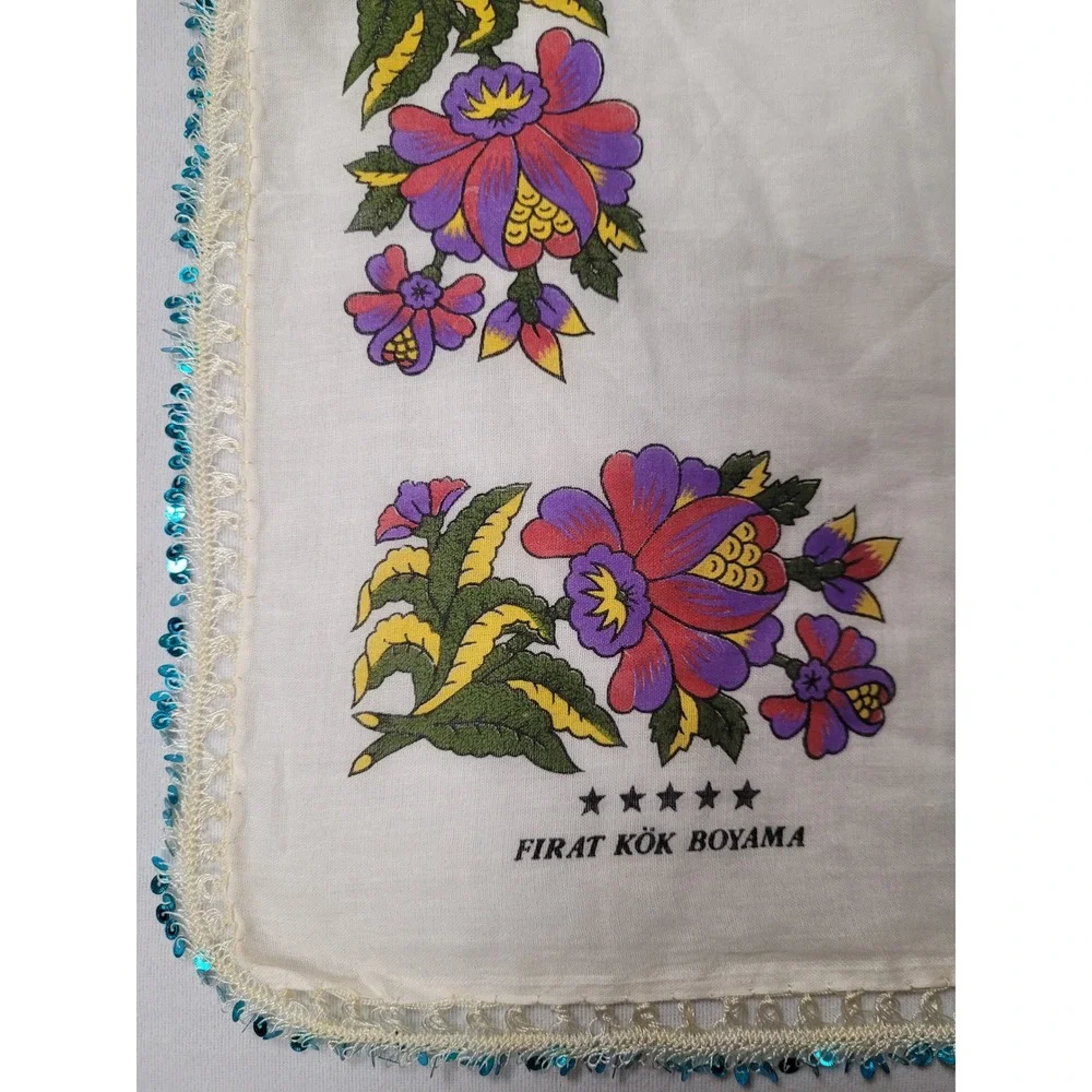 Turkish Vintage Floral Head/Neck Square Retro Scarf‎ Bohemian Boho 32in X 32in